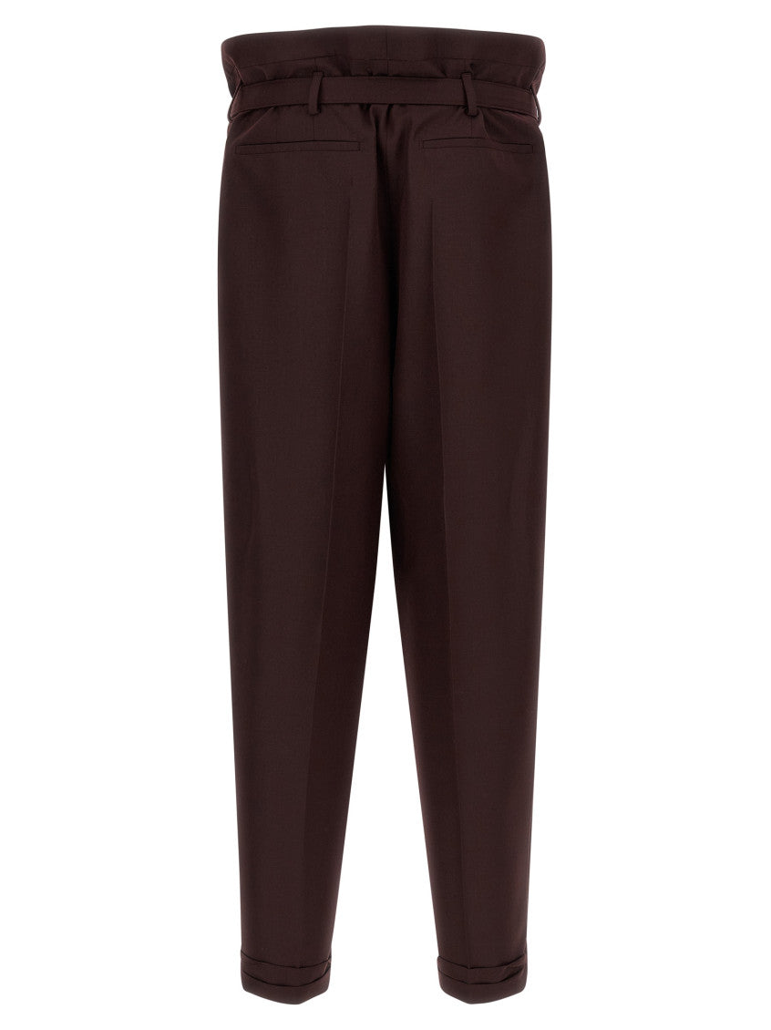 Dark Brown Slim Pleated Pants 2