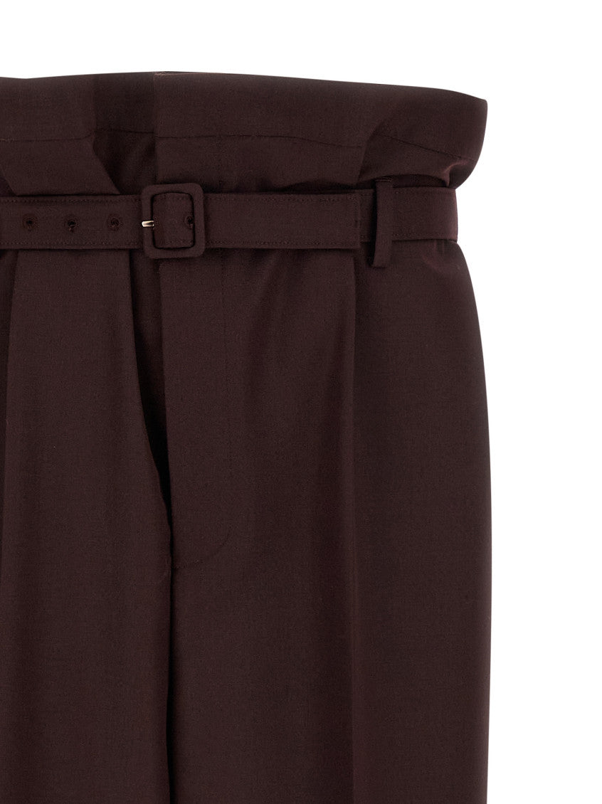 Dark Brown Slim Pleated Pants 3
