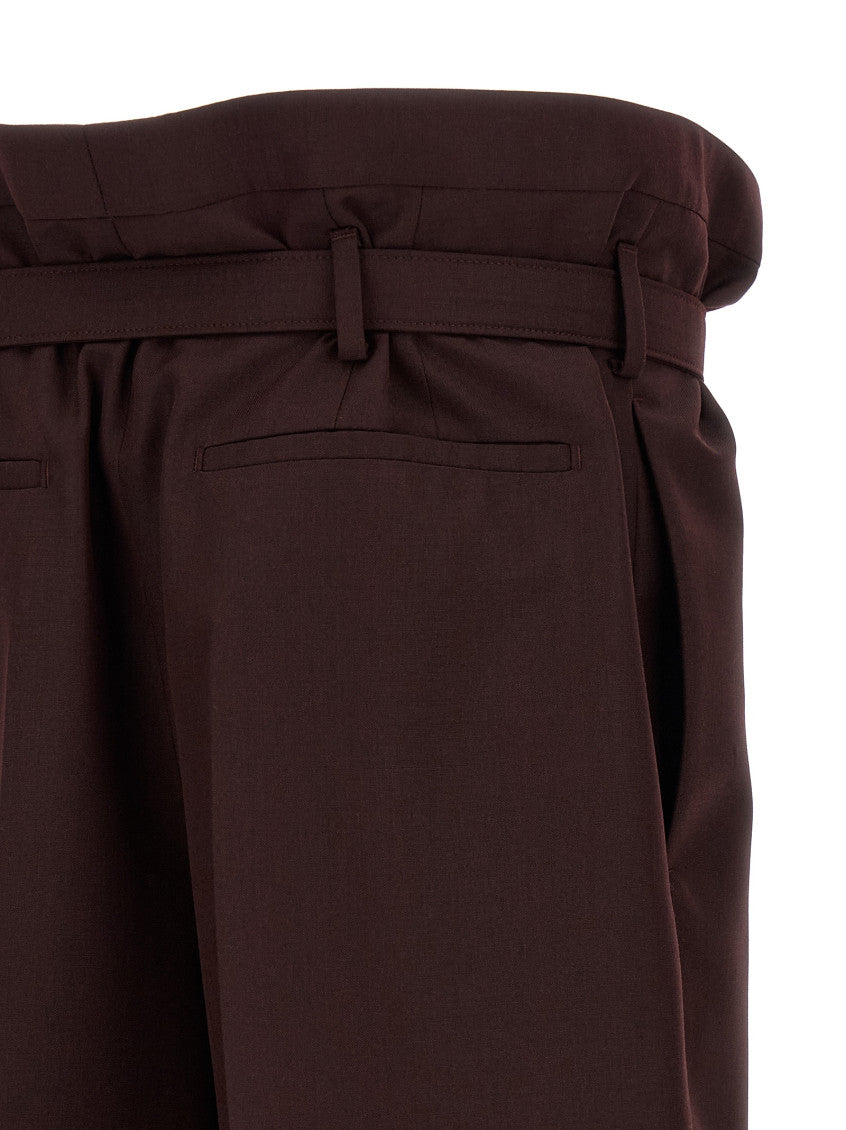 Dark Brown Slim Pleated Pants 4