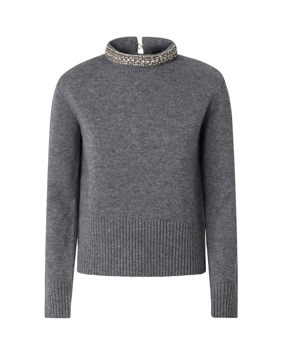 Grey Solid Mock Collar Sweater 1