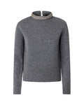 Grey Solid Mock Collar Sweater 1