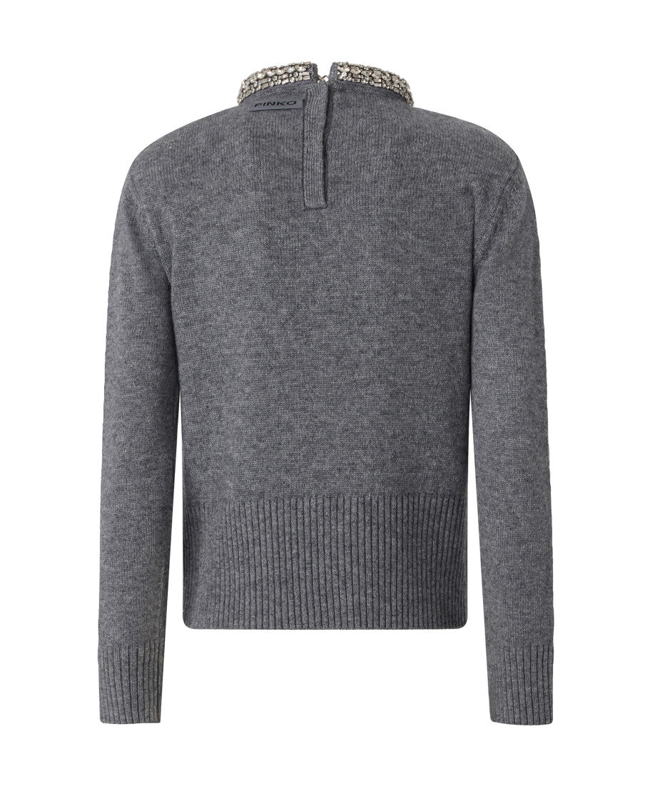 Grey Solid Mock Collar Sweater 2