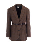 Brown Plaid Notched Lapel Jacket 1