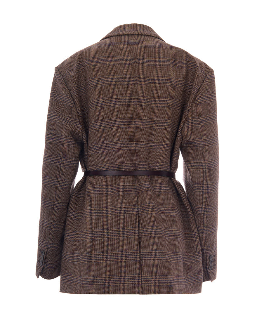 Brown Plaid Notched Lapel Jacket 2