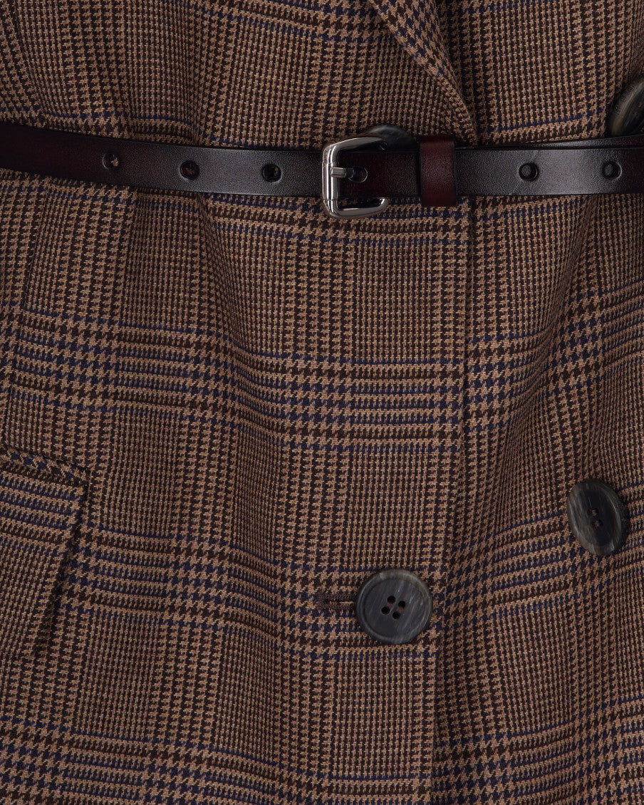 Brown Plaid Notched Lapel Jacket 3