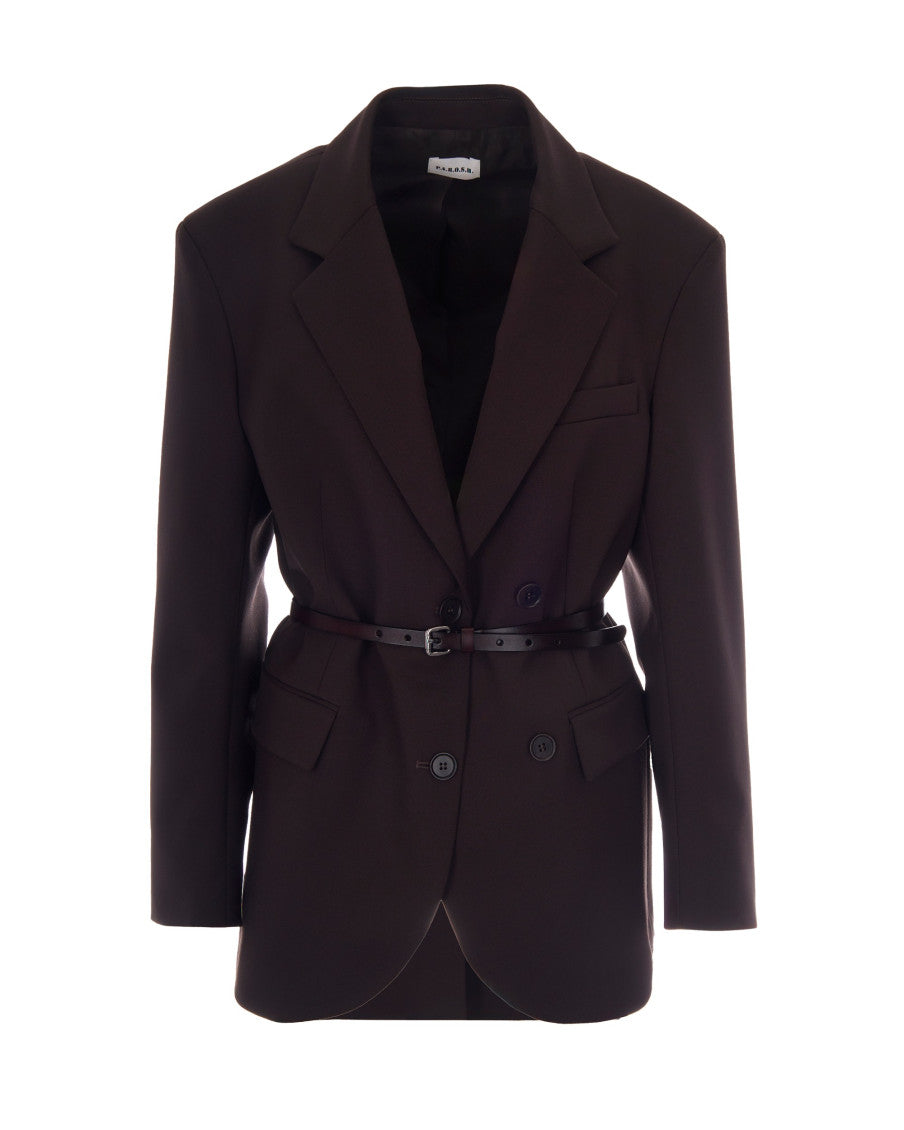Dark Brown Notched Lapel Jacket 1