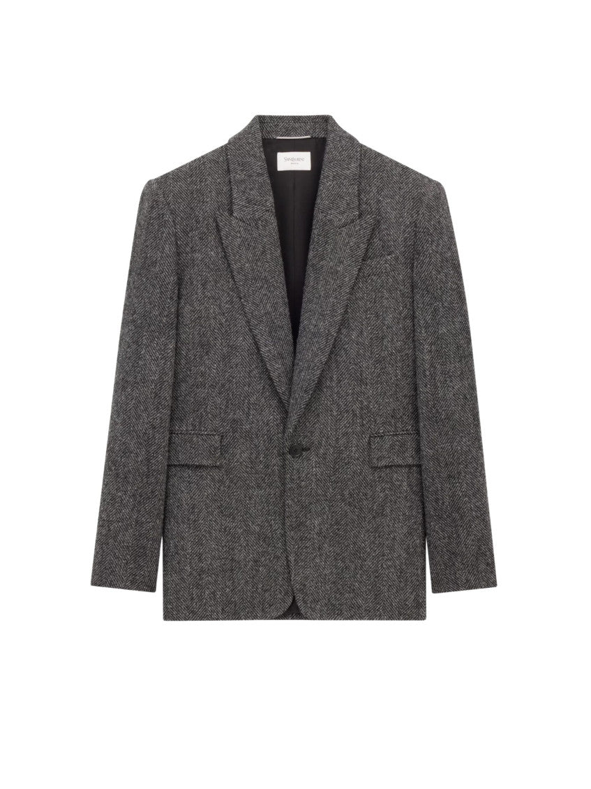 Grey Peaked Lapel Blazer 1