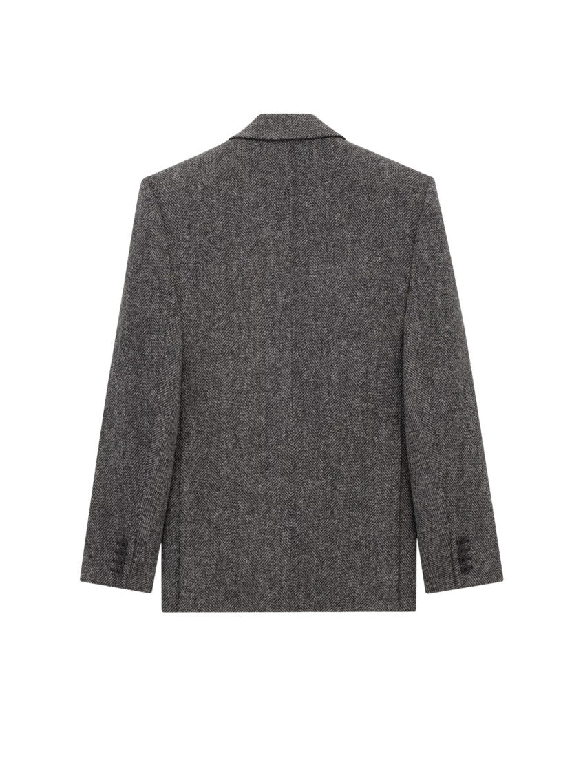 Grey Peaked Lapel Blazer 2