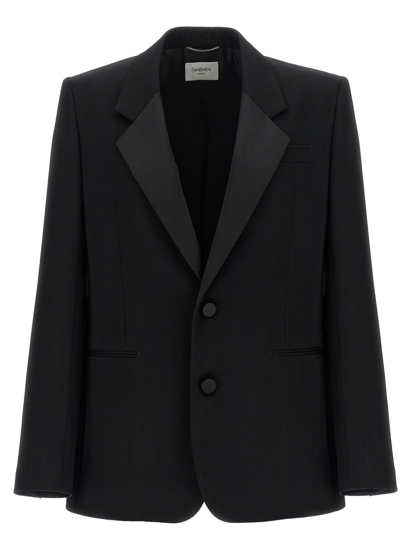 Black Notched Lapel Blazer 1