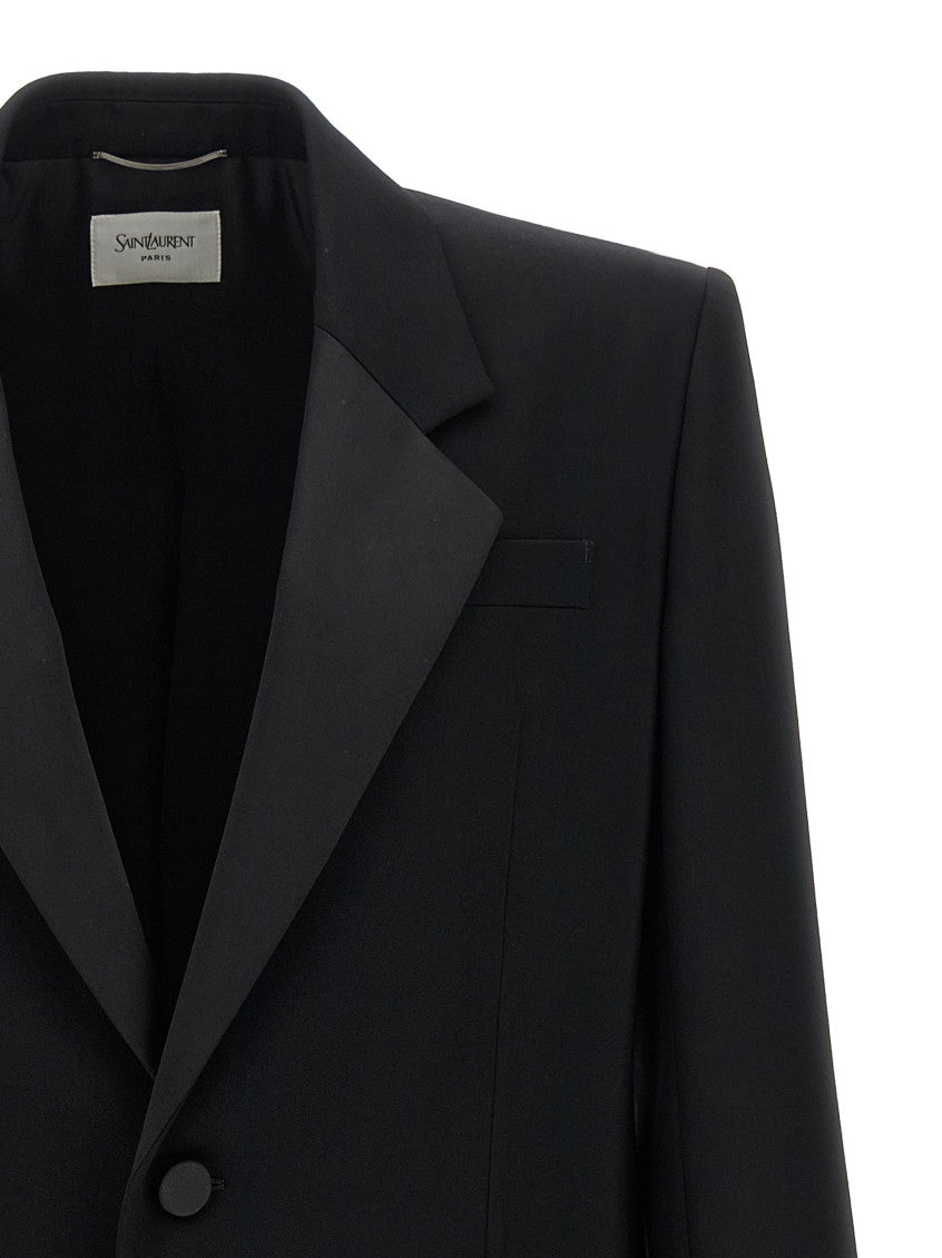 Black Notched Lapel Blazer 3