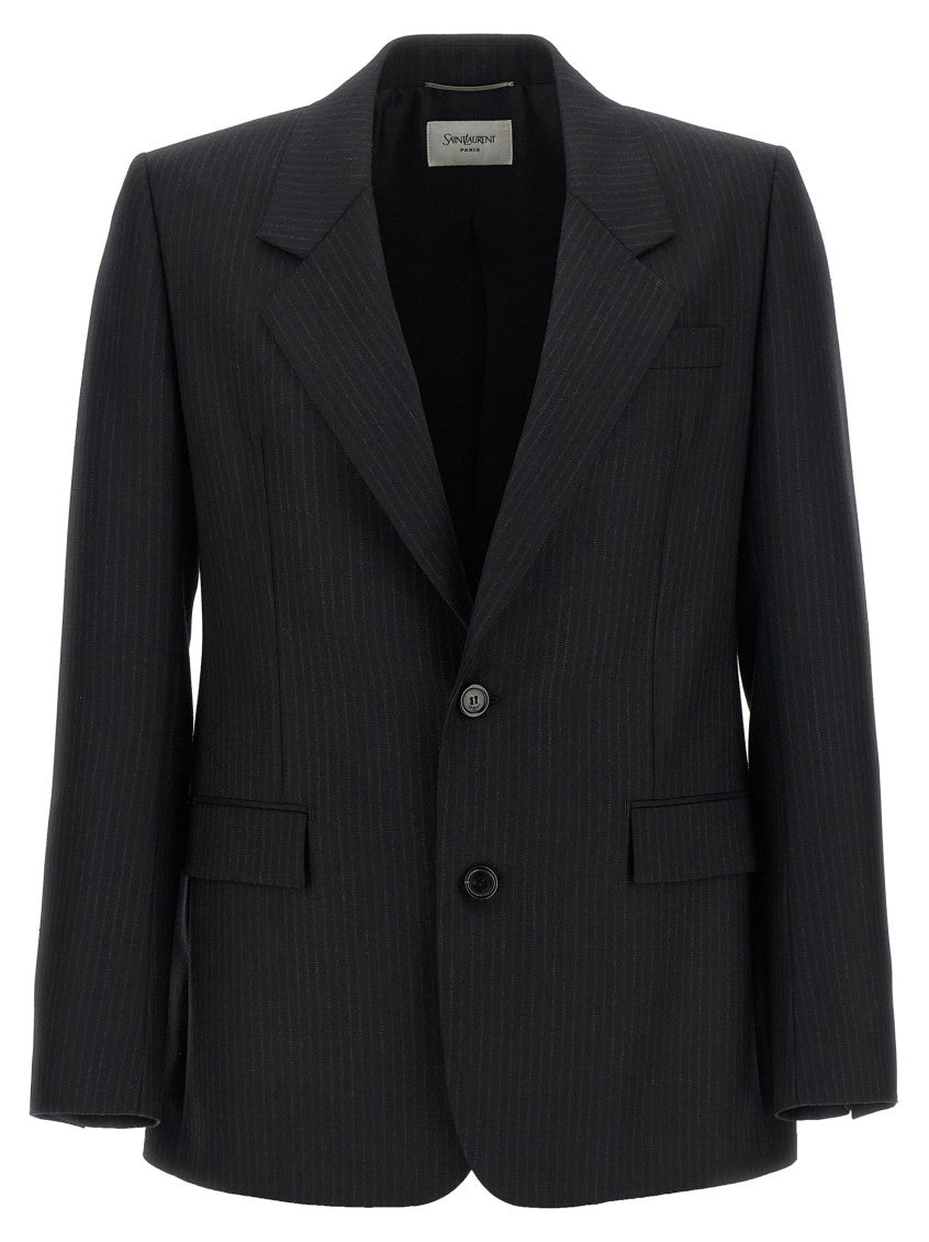 Black Notched Lapel Blazer 1