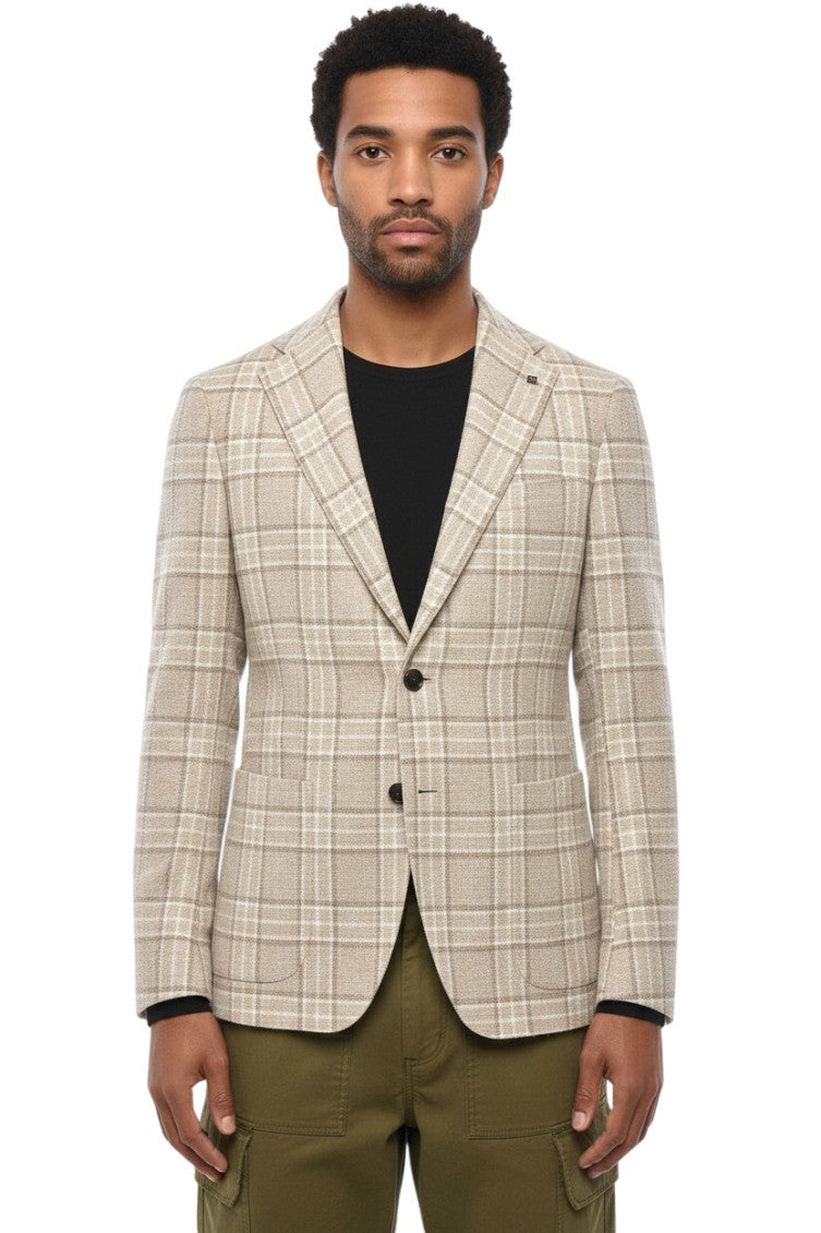 Light Beige Notched Lapel Blazer 1