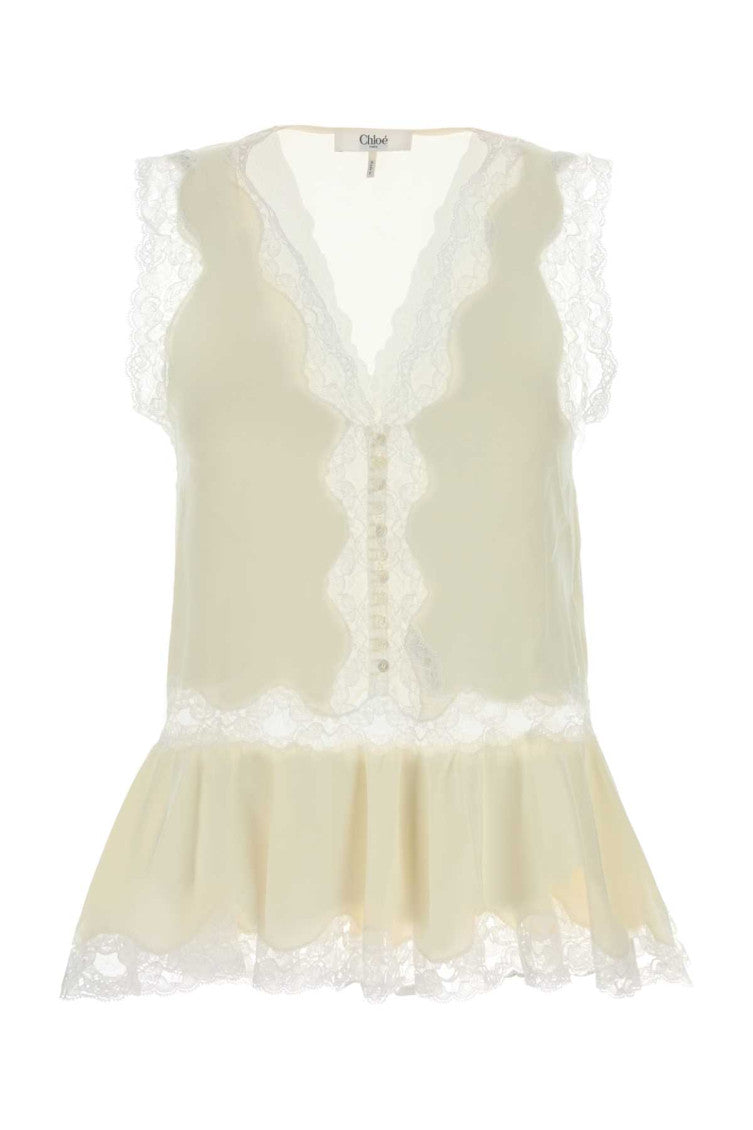 Off White Lace V Neck Mini Dress 1