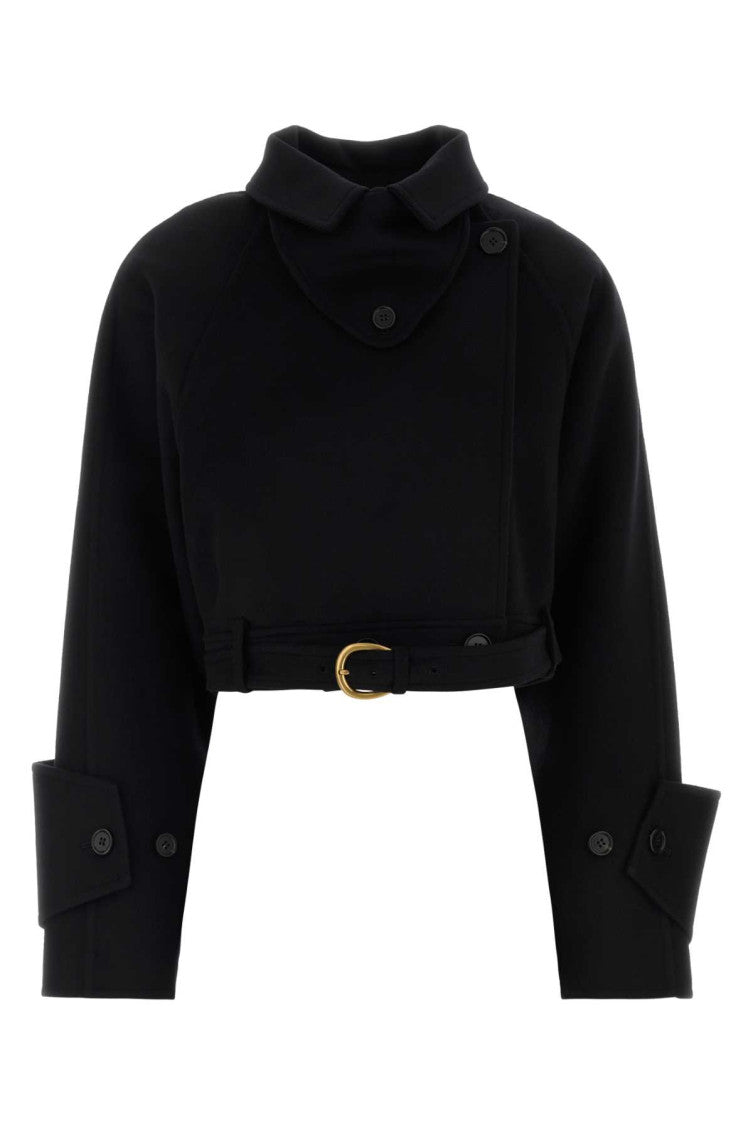 Black Solid Shirt Collar Jacket 1