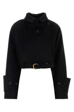 Black Solid Shirt Collar Jacket 1