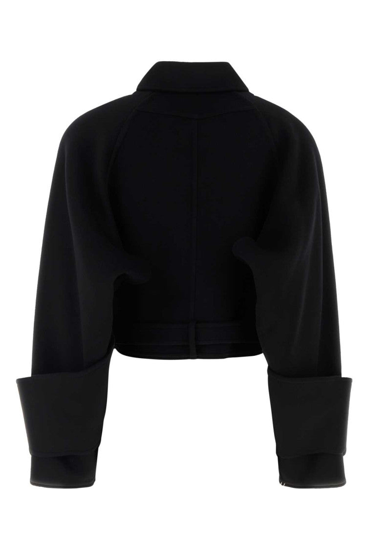 Black Solid Shirt Collar Jacket 2