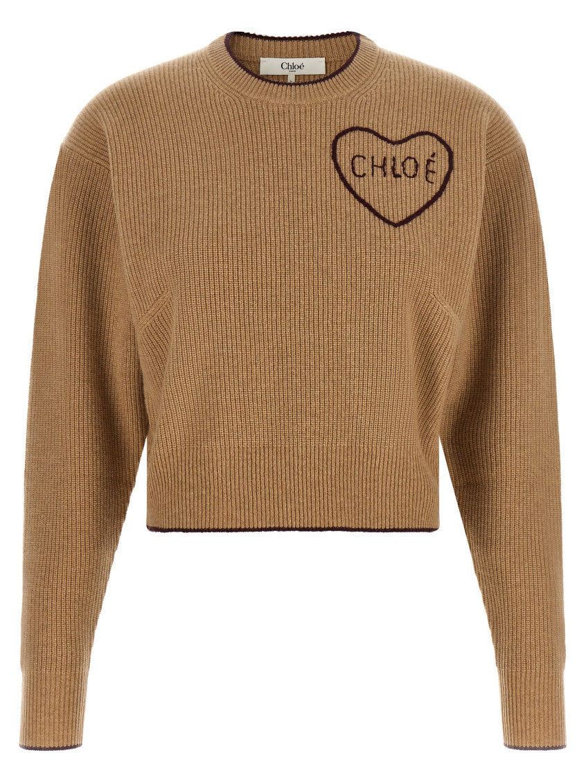 Brown Logo Crew Neck Sweater 1