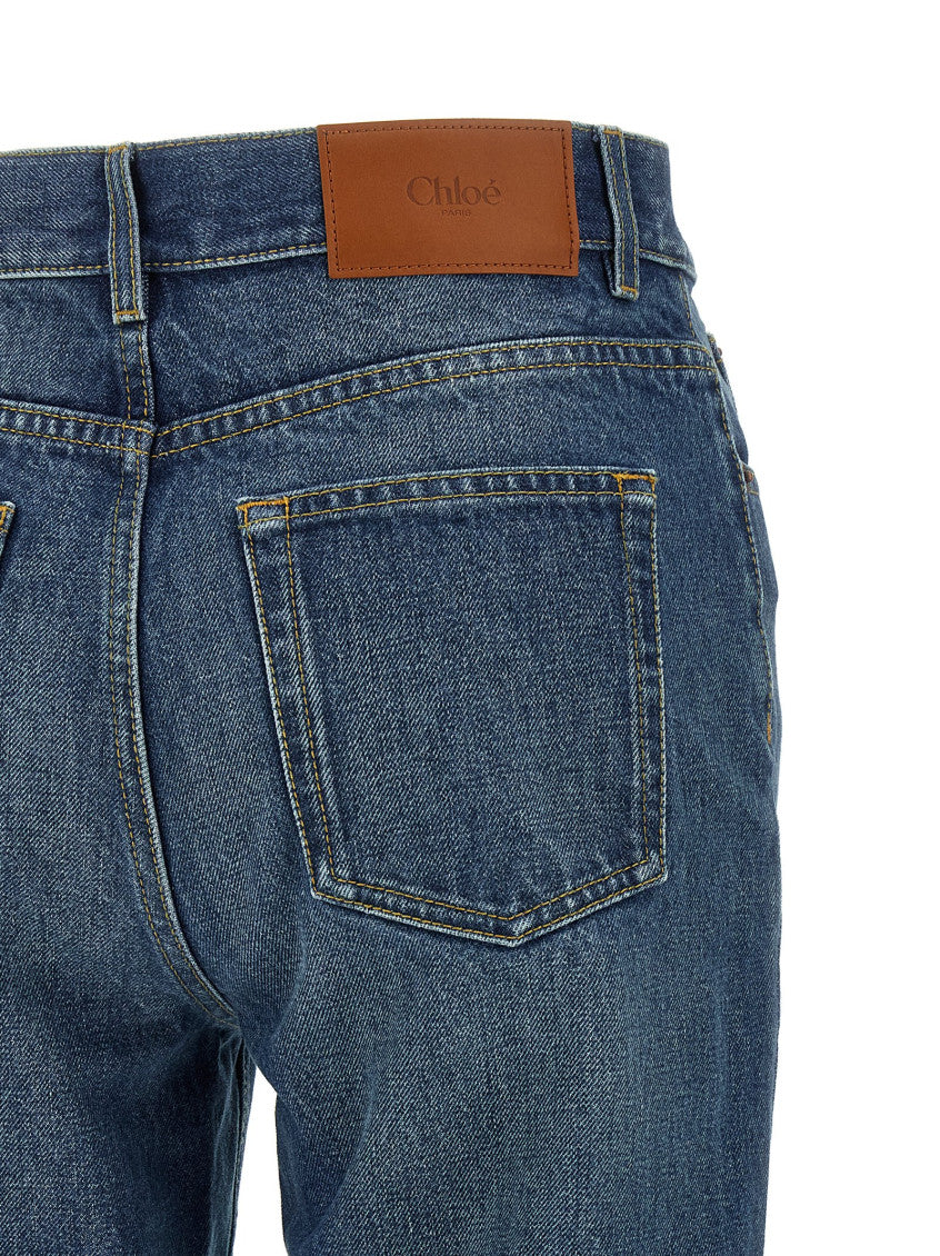 Blue Flared Mid Rise Jeans 4