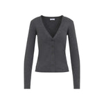 Grey Knitted V Neck Cardigan 1