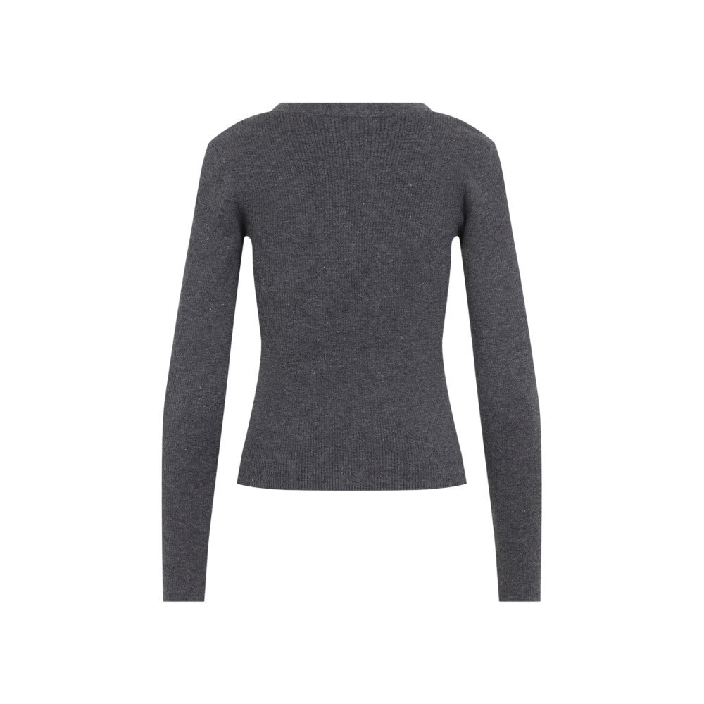 Grey Knitted V Neck Cardigan 2