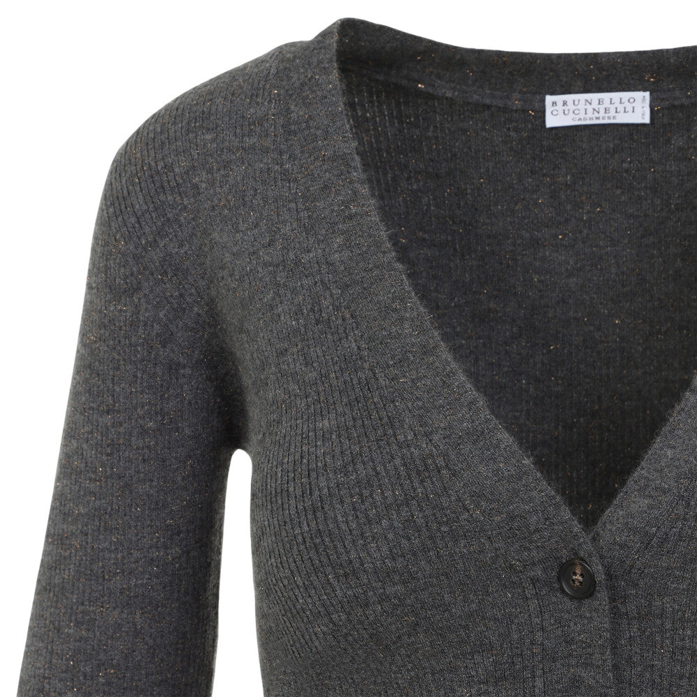 Grey Knitted V Neck Cardigan 3