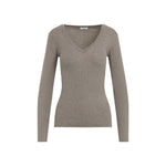 Brown Knitted V Neck Sweater 1