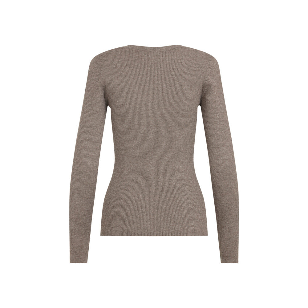 Brown Knitted V Neck Sweater 2