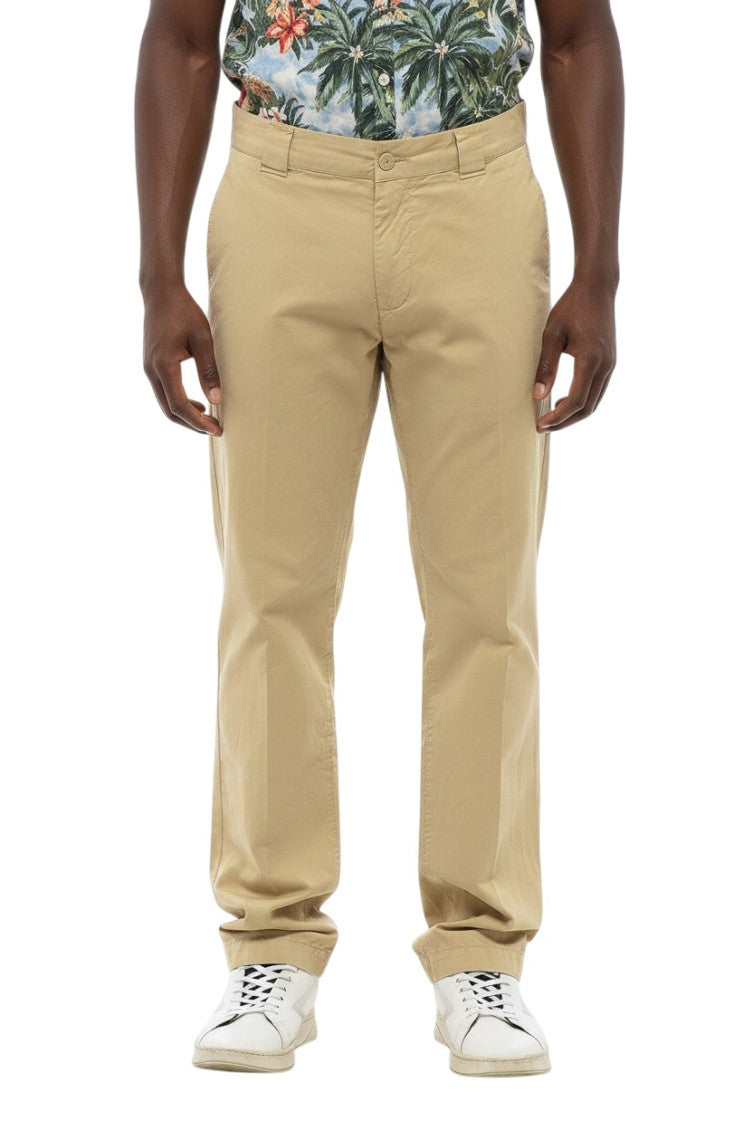 Beige Regular Solid Trousers 1