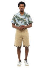 Beige Relaxed Solid Shorts 1