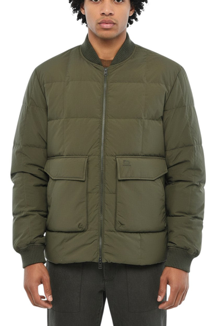 Green Quilted Band Collar Jacket 1
