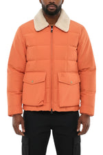 Orange Quilted Shirt Collar Jacket 1