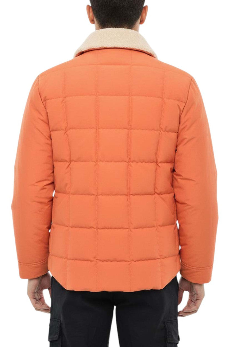 Orange Quilted Shirt Collar Jacket 2