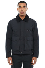 Blue Solid Shirt Collar Jacket 1