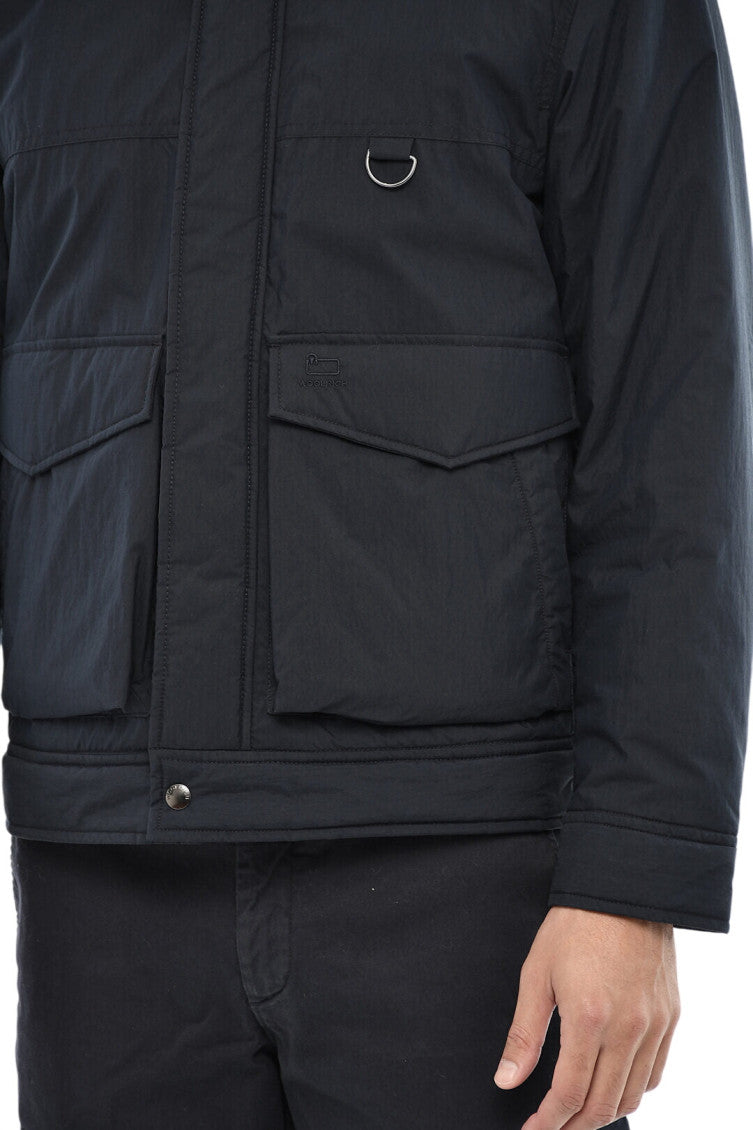 Blue Solid Shirt Collar Jacket 3