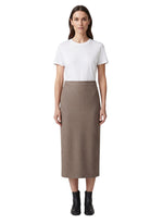 Beige Solid Midi Skirt 1