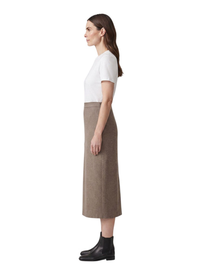 Beige Solid Midi Skirt 3