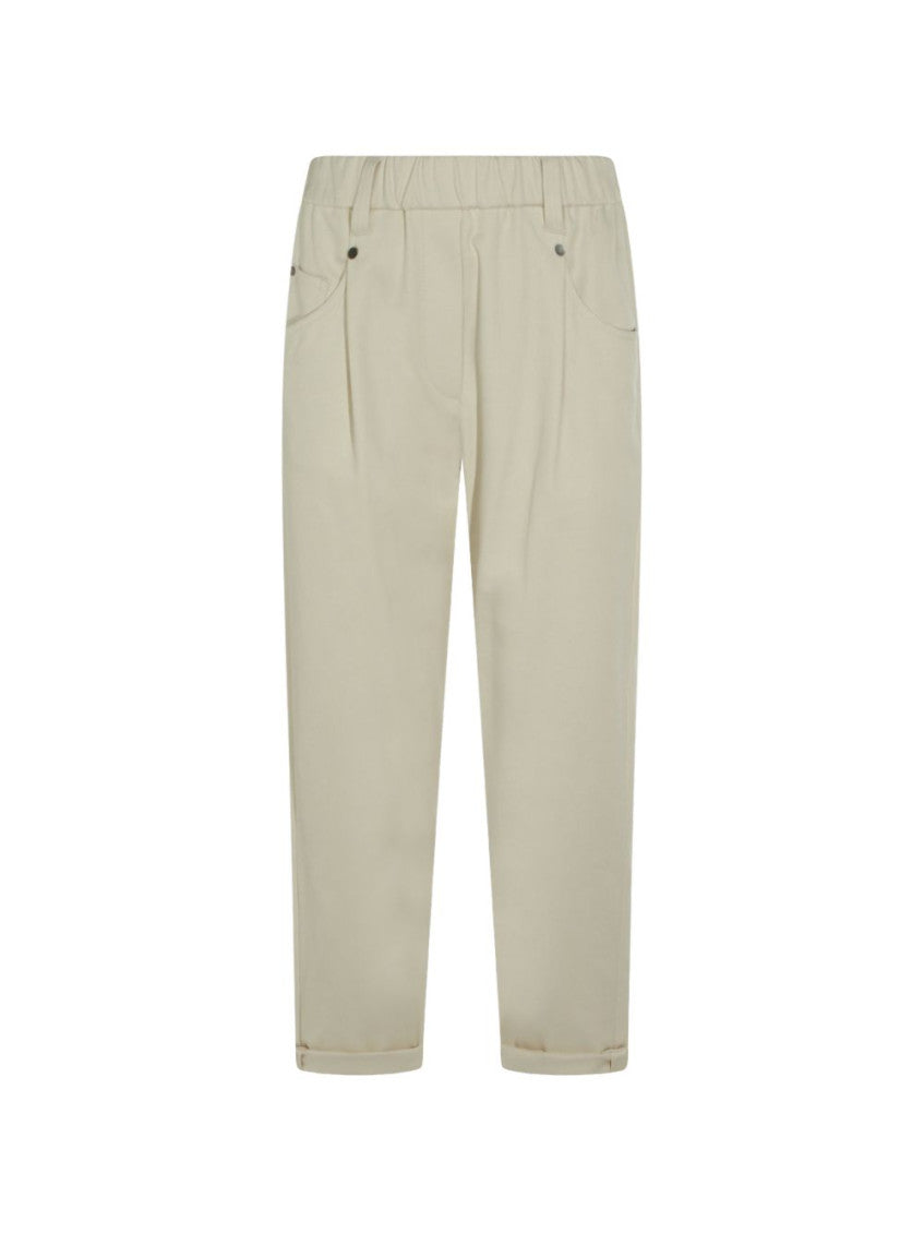 Beige Relaxed Elasticated Pants 1