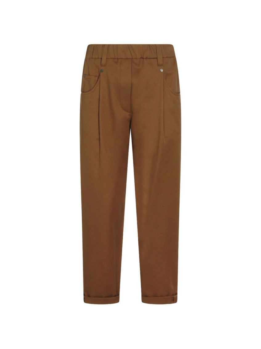Brown Tapered Flat Front Pants 1