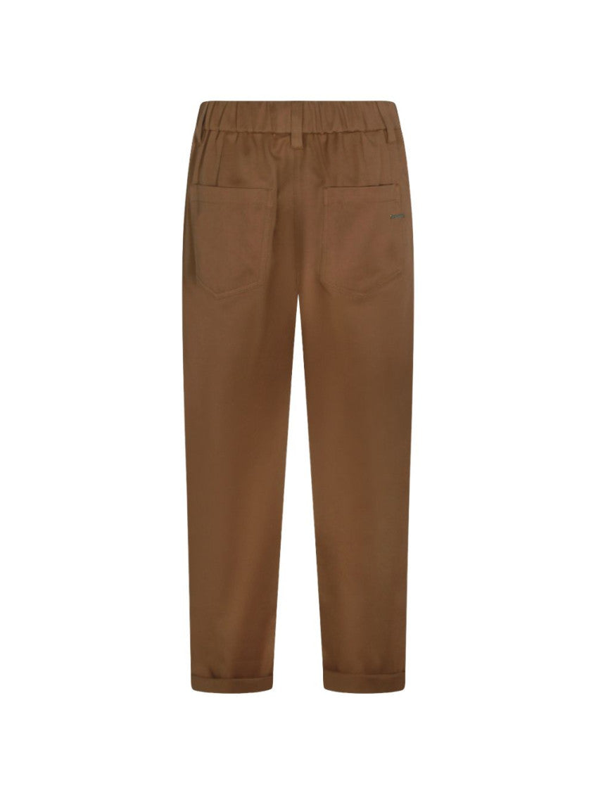Brown Tapered Flat Front Pants 2
