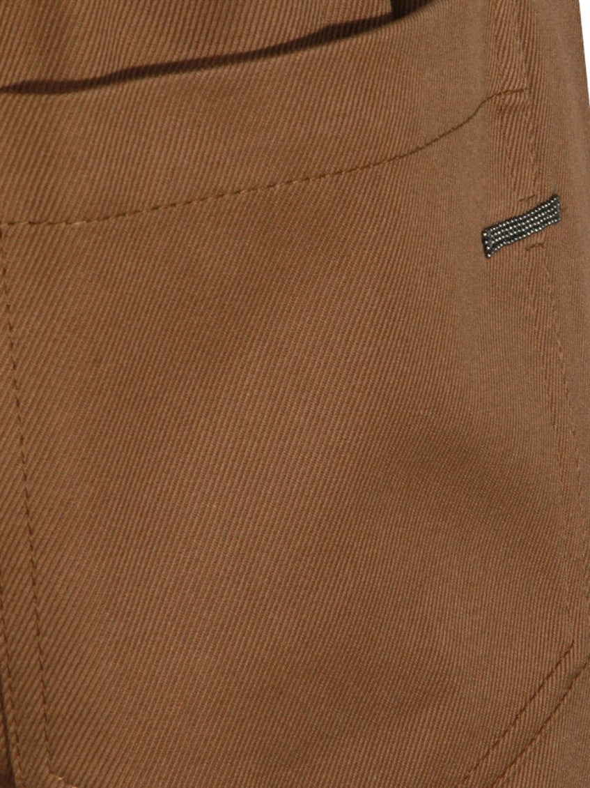 Brown Tapered Flat Front Pants 3