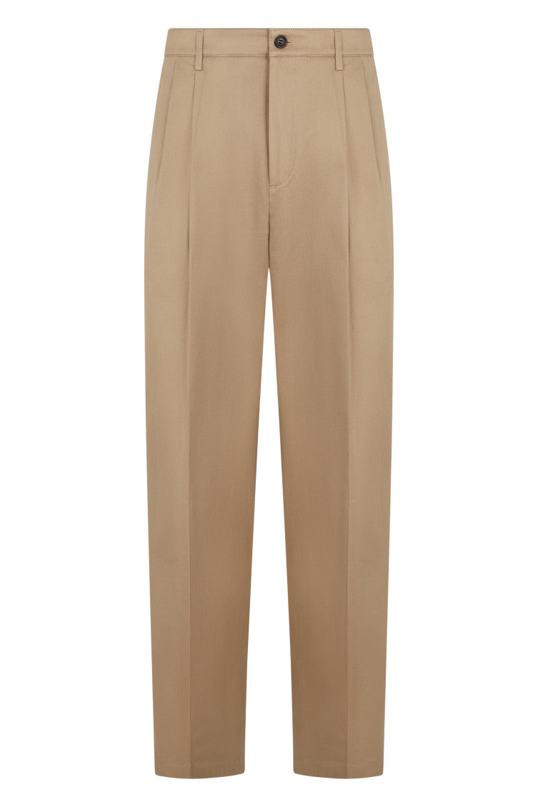 Beige Tailored Pleated Trousers 1