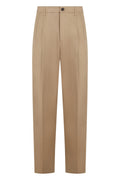 Beige Tailored Pleated Trousers 1