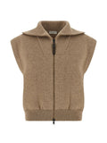 Beige Knitted Shirt Collar Sweater 1