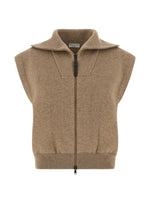 Beige Knitted Shirt Collar Sweater 1