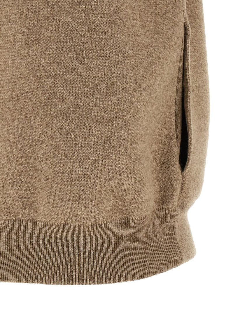Beige Knitted Shirt Collar Sweater 3