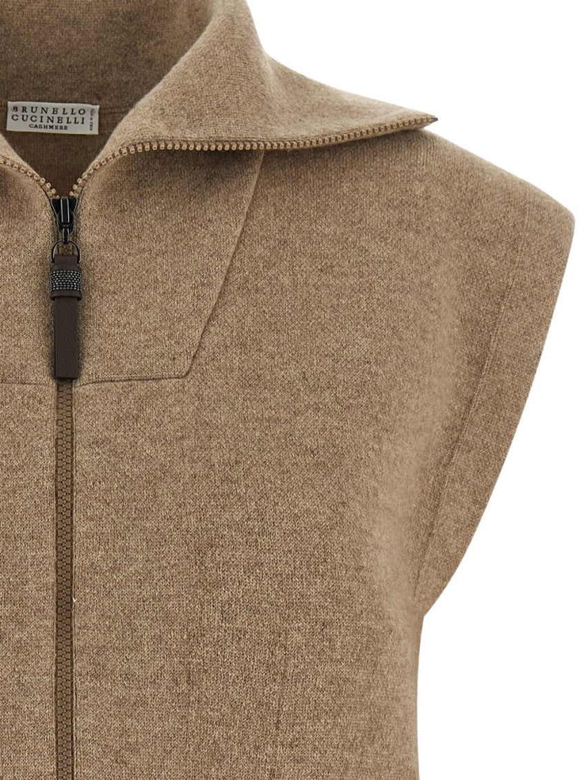 Beige Knitted Shirt Collar Sweater 4