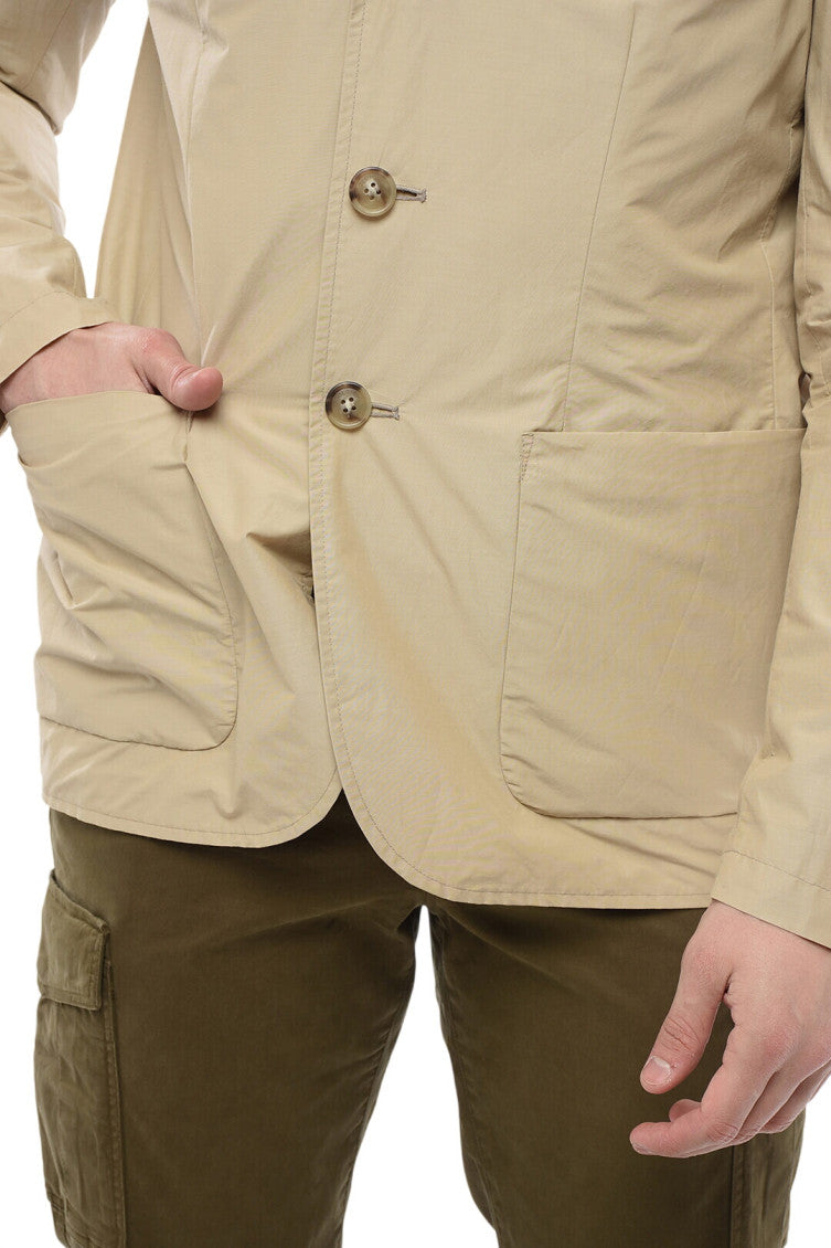 Beige Solid Regular Jacket 3