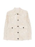 Beige Embellished Shirt Collar Jacket 1