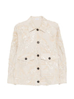 Beige Embellished Shirt Collar Jacket 1
