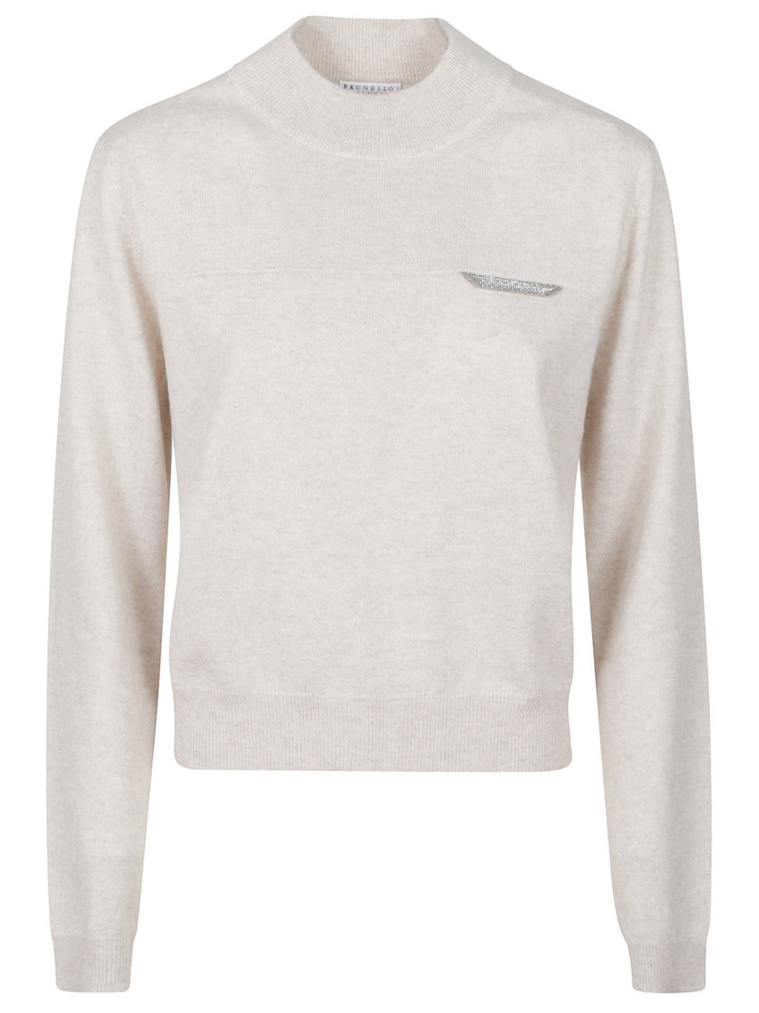Grey Logo Mock Collar Sweater 1